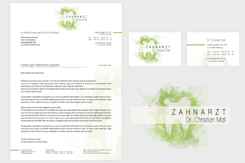 Corporate Design for dentist Logo and business papers Blue